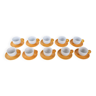 Set of porcelain cups, Italian design, 1970s, production: Italy