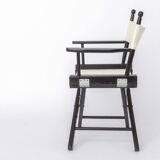 Pair of Vintage Director’s Chairs, 1970s Folding Chairs, Black Beech Wood