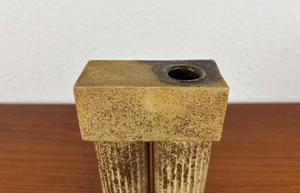 Klaus Lehmann, postmodern brutalist German pottery, sculpted column vase, 1981, ceramic