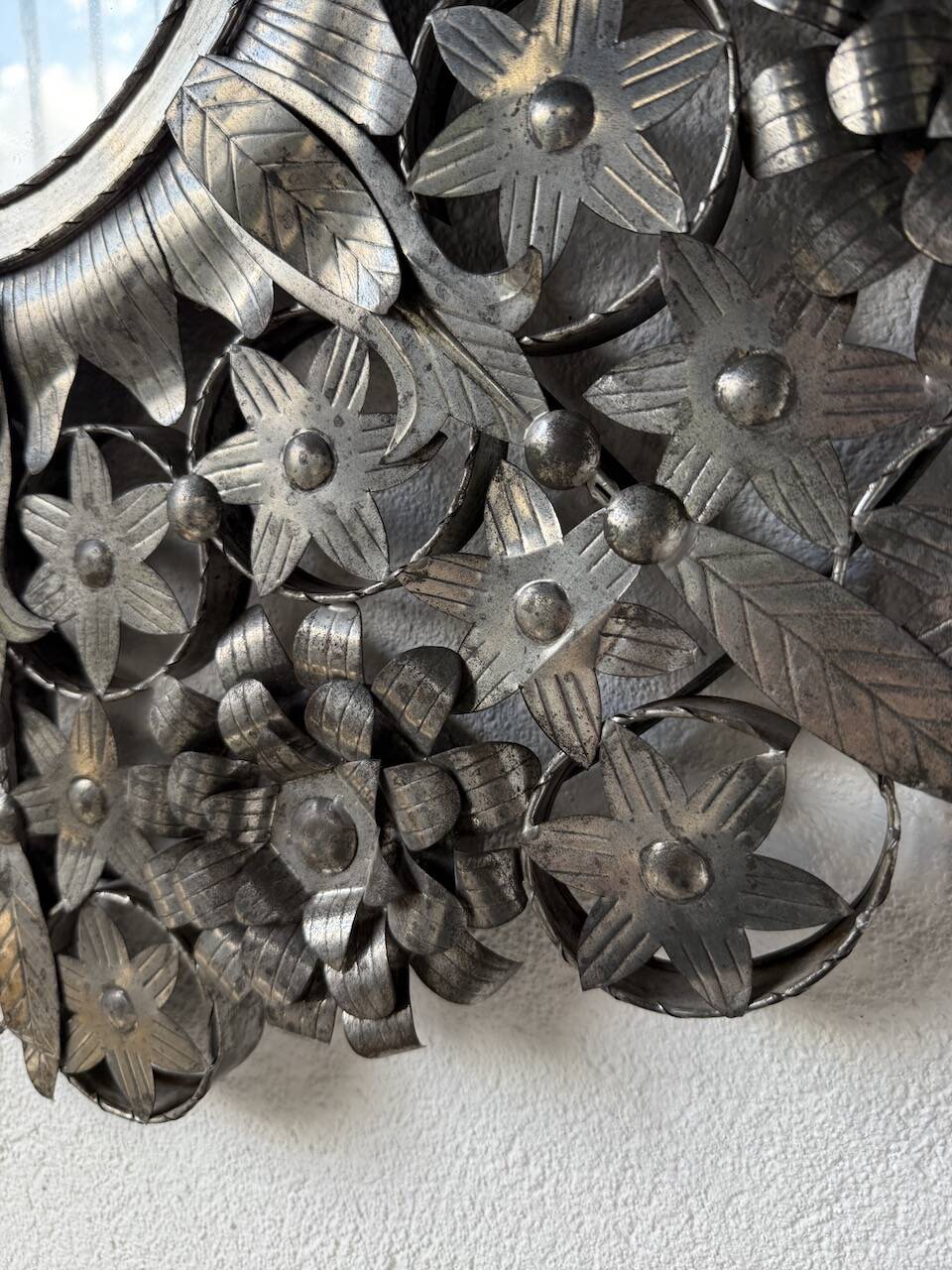 Vintage Mexican metal large mirror