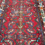 Handmade long hallway rug in burgundy wool, 75x200