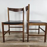 Six Scandinavian-style teak and leather dining chairs