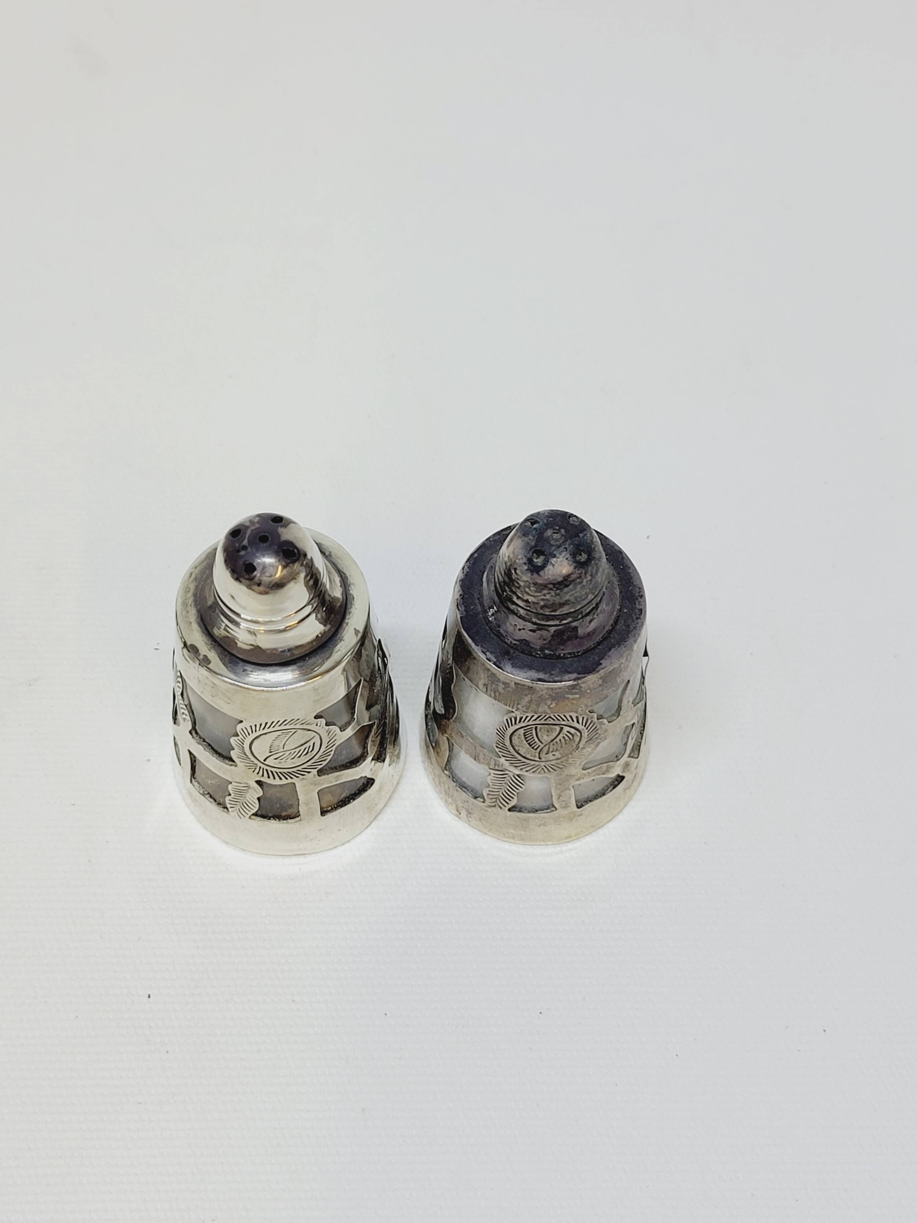 Vintage Mexican 925 Silver Salt and Pepper Shakers