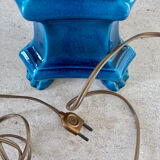 Turquoise ceramic lamp signed Pol Chambost - 1960.