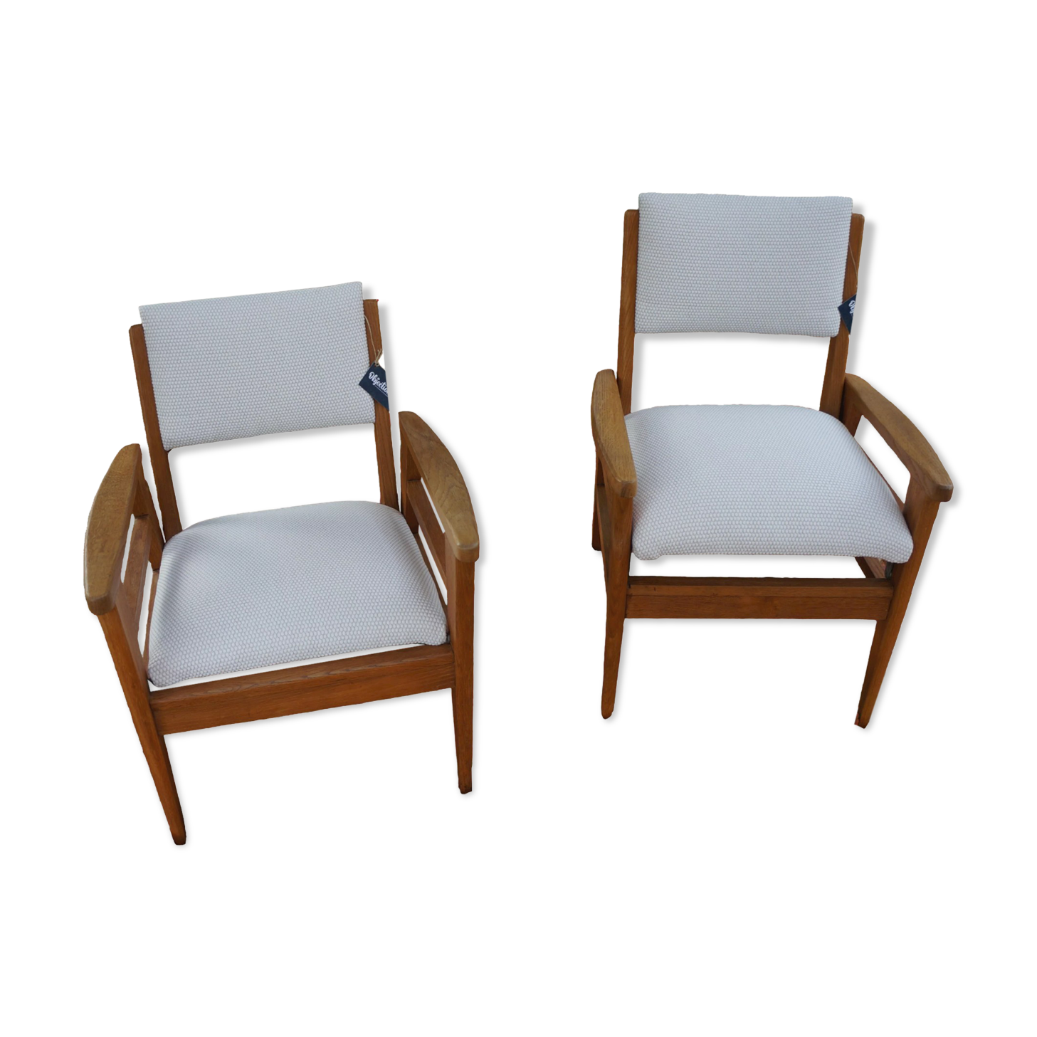 Pair of vintage poly-seat armchairs