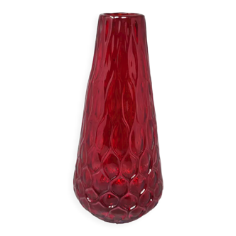 Red vase in murano glass by ca dei vetrai. made in italy 1960