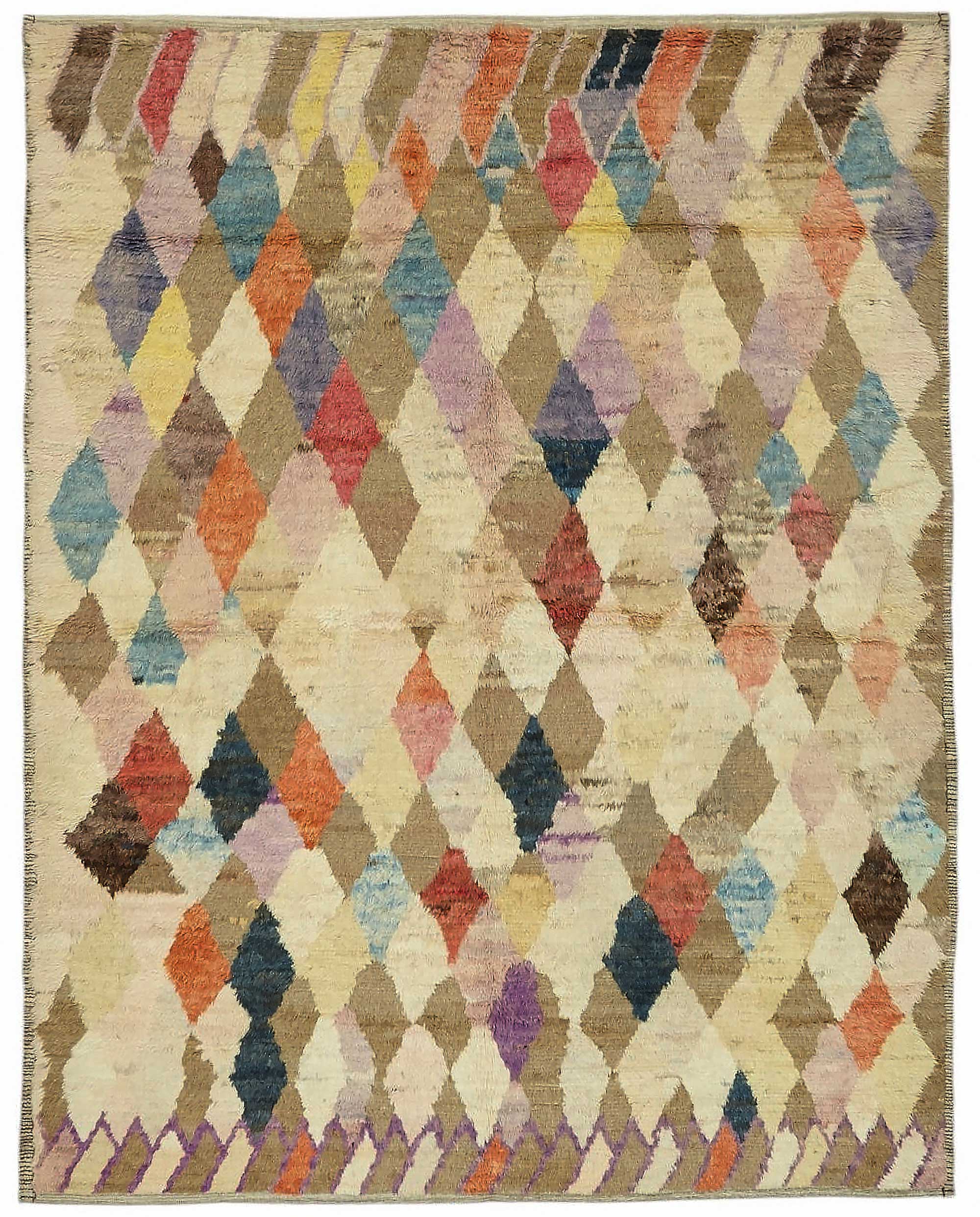 Handwoven Turkish Rustic 243 cm x 310 cm Multicolor Wool Carpet