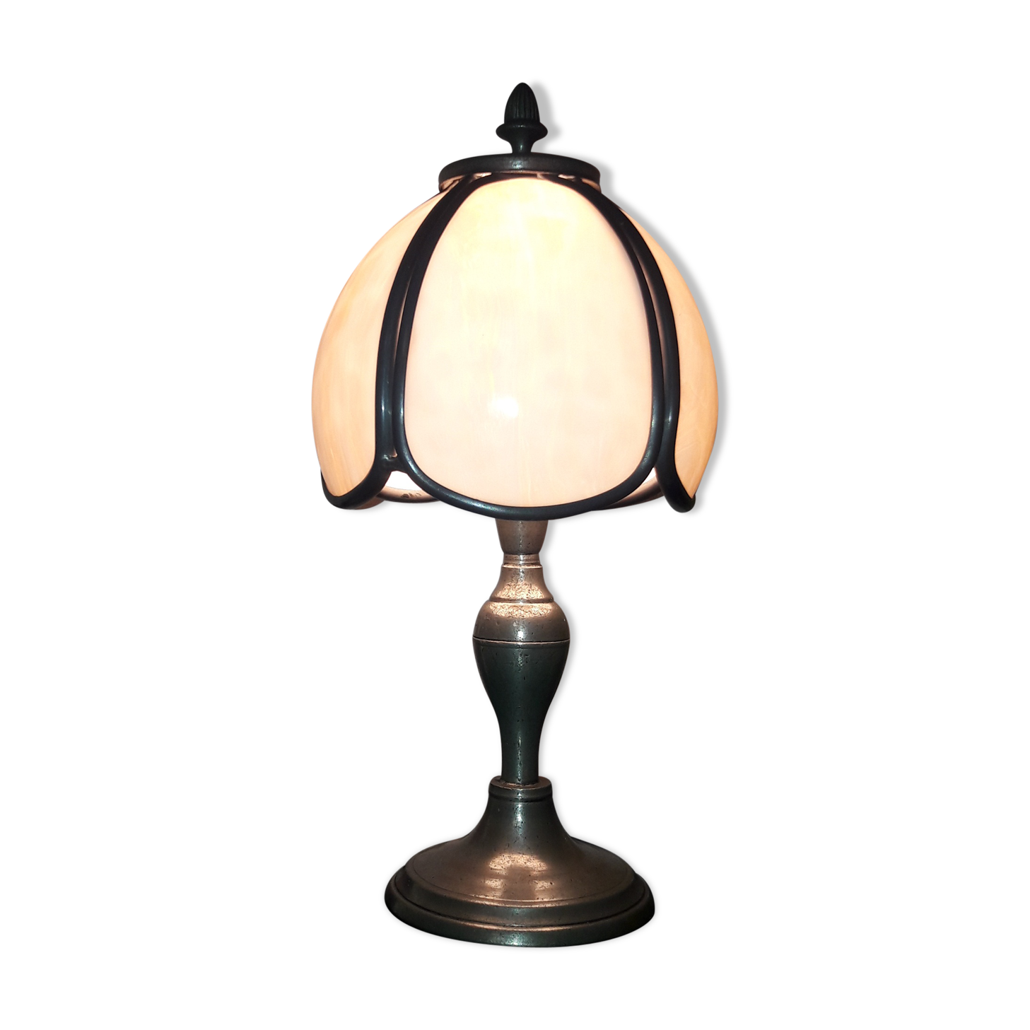 Tin lamp, stained glass, mushroom