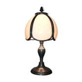 Lampe étain vitrail champignon