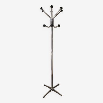 Parrot coat rack in chrome metal, 12 balls, vintage 1970.