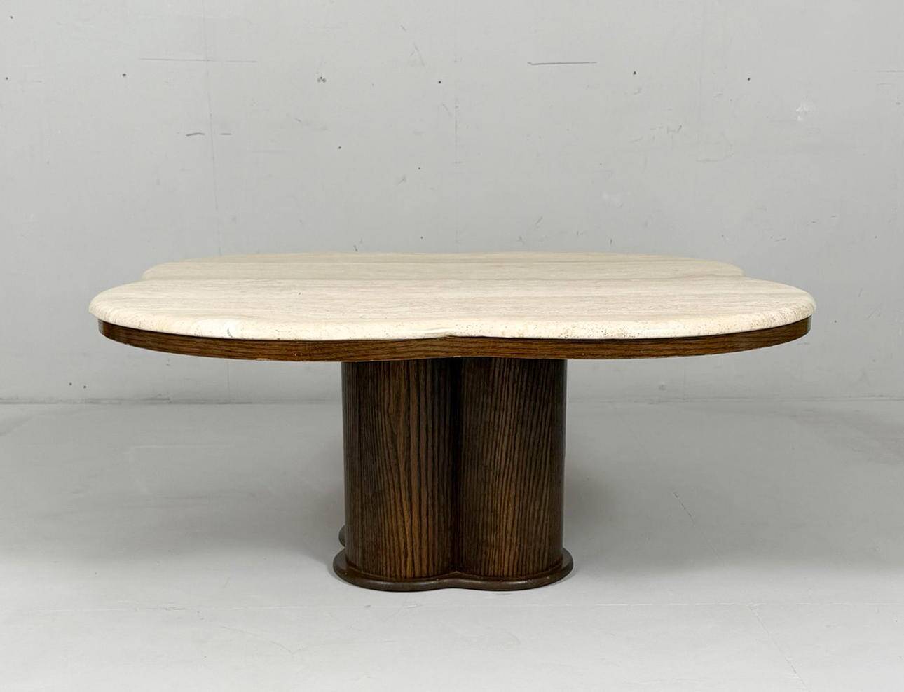 Coffee table with travertine top in cloverleaf shape, Italy, 1970s.