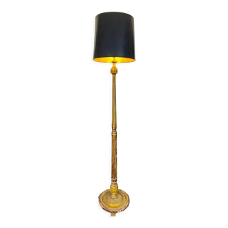 French floor lamp in fluted and gilded wood, Louis XVI style, twentieth century