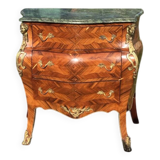 Louis XV style 3-drawer chest of drawers in wood and marble marquetry