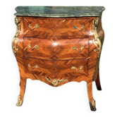 Louis XV style 3-drawer chest of drawers in wood and marble marquetry