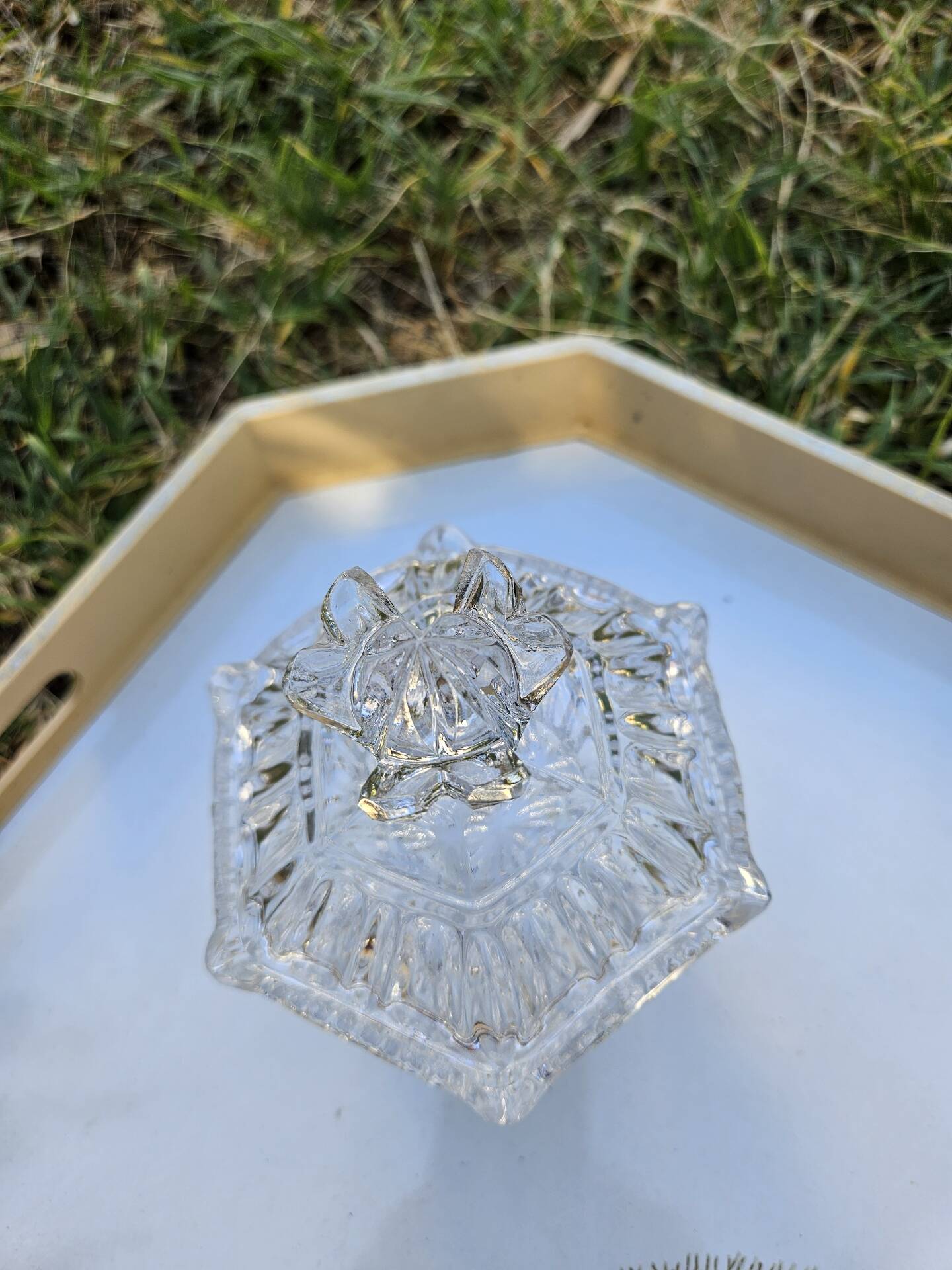 Cut crystal sugar bowl