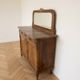 Antique sideboard in burl wood with marble and mirror.
