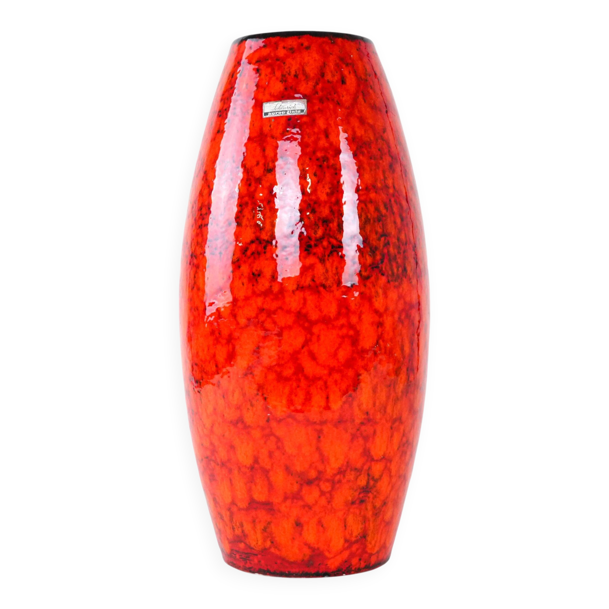 Vase en céramique rouge, design allemand, années 1960, fabriqué par Scheurich.