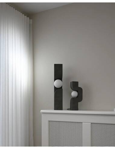 Table lamp, large model - dark gray, ceramic, contemporary work.