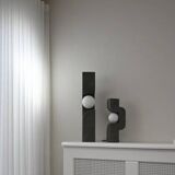 Table lamp, large model - dark gray, ceramic, contemporary work.