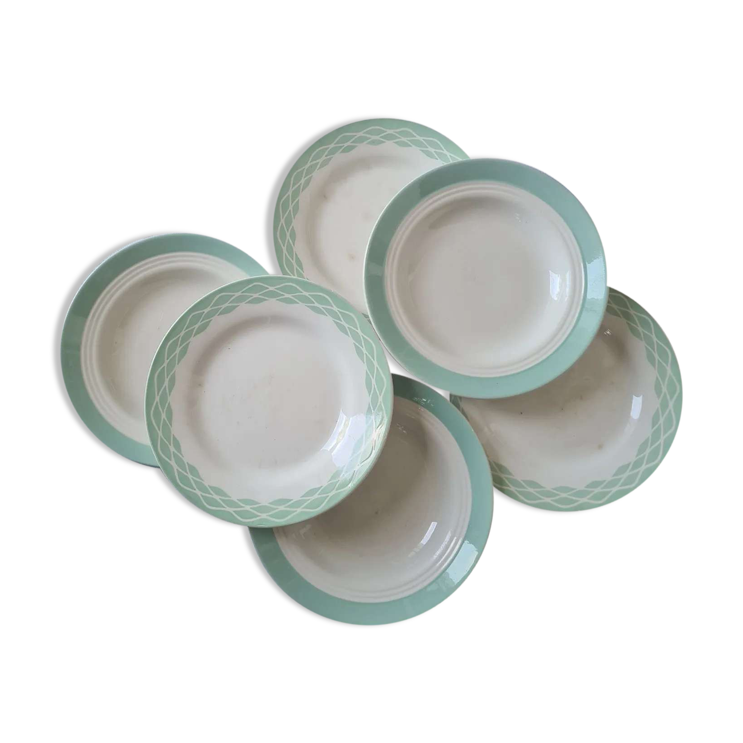 6 old plates Faience and semi-porcelain