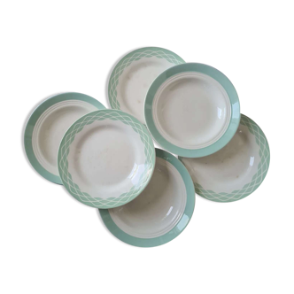 6 old plates Faience and semi-porcelain