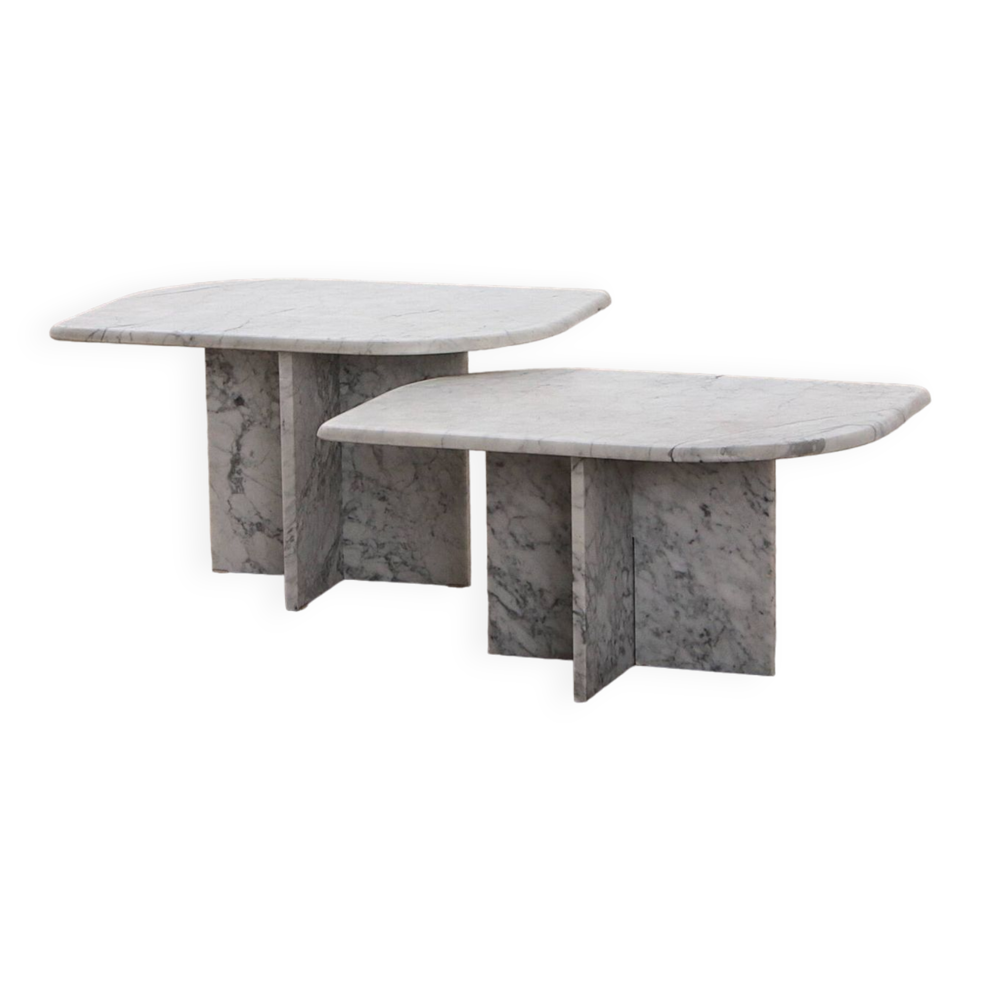 Ensemble de deux tables en marbre - Design italien, années 1980