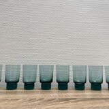 Eight bluish glass water glasses