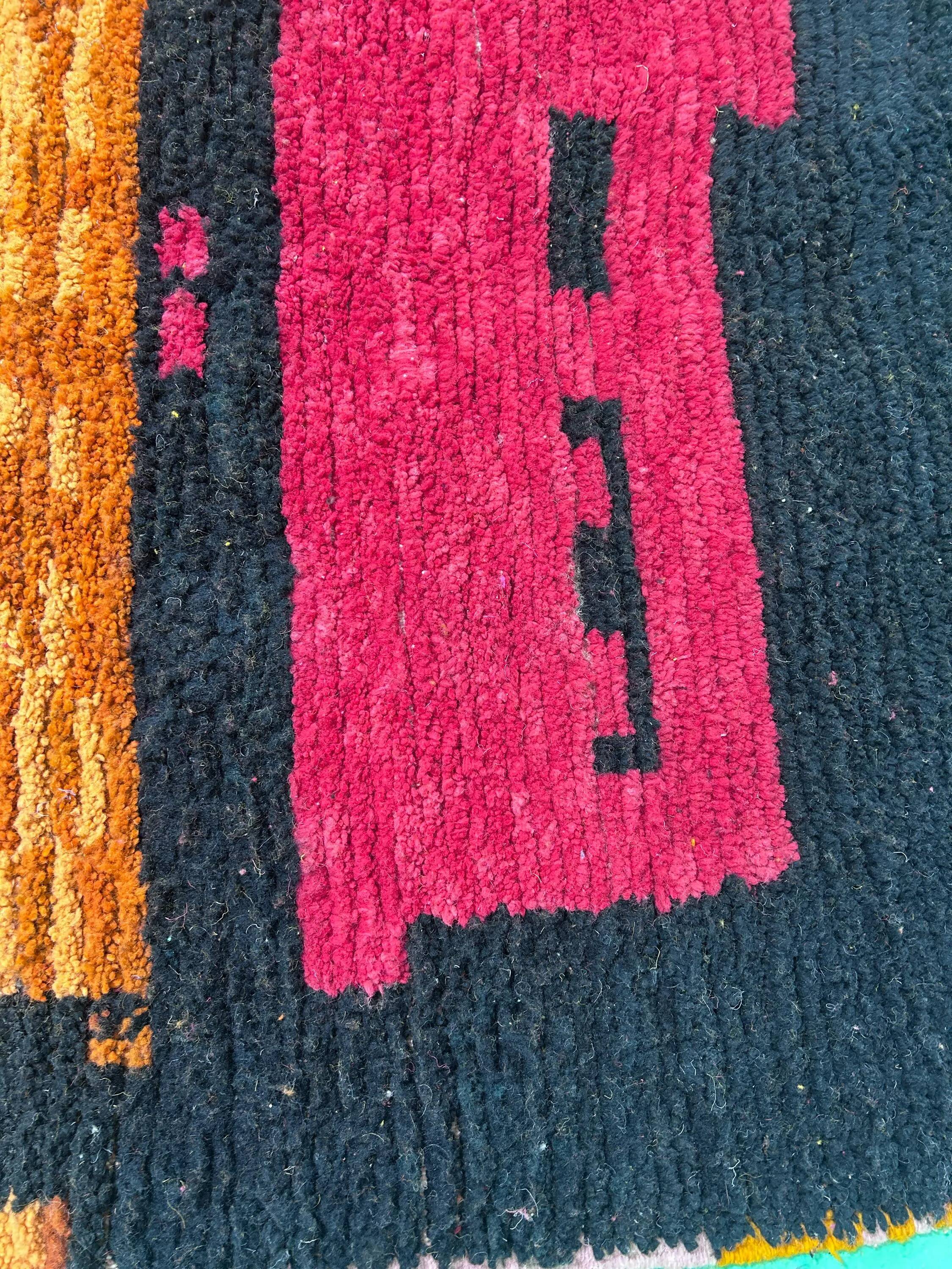 Unique Moroccan rug in natural wool 3x2 m