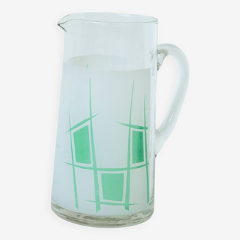 Glass pitcher and green psychedelic patterns, Design, 1970