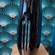 Black and clear cut crystal vase Bohemia Czechoslovakia 1970