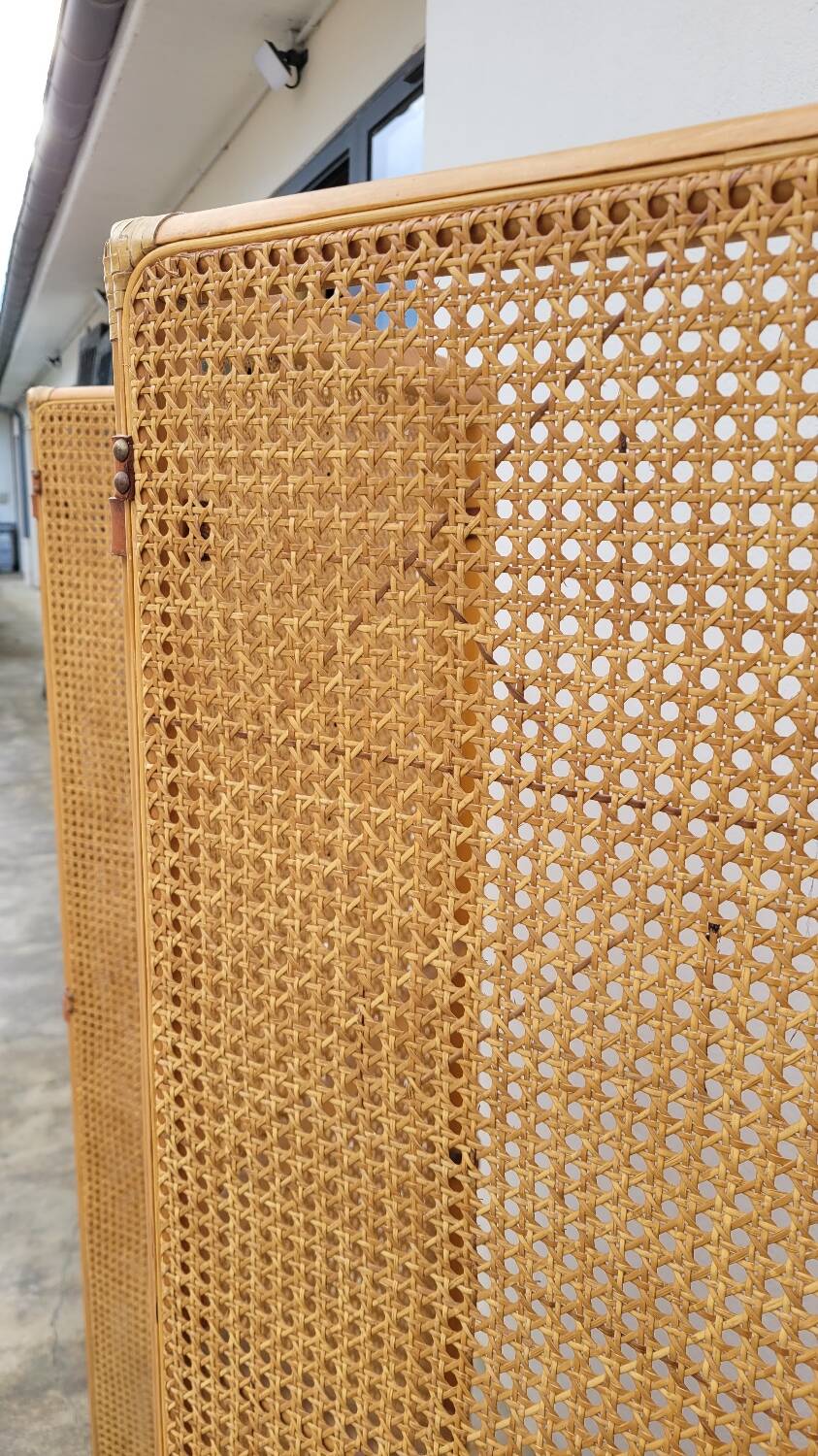 Vintage wicker claustra screen - 1950s