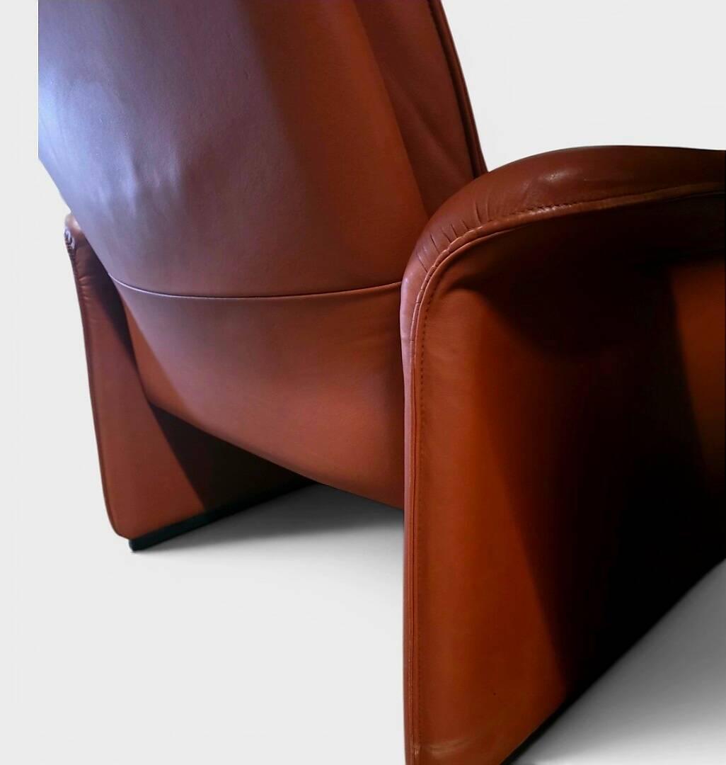 Pair of reclining lounge chairs DS 50 De Sede – Cognac Leather