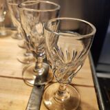 12 small twisted bistro glasses, 19th century