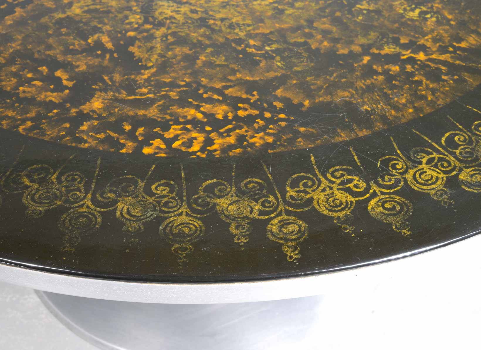 Handpainted Poul Cadovius Coffee Table Design by Susanne Fjeldsoe Mygge 70s