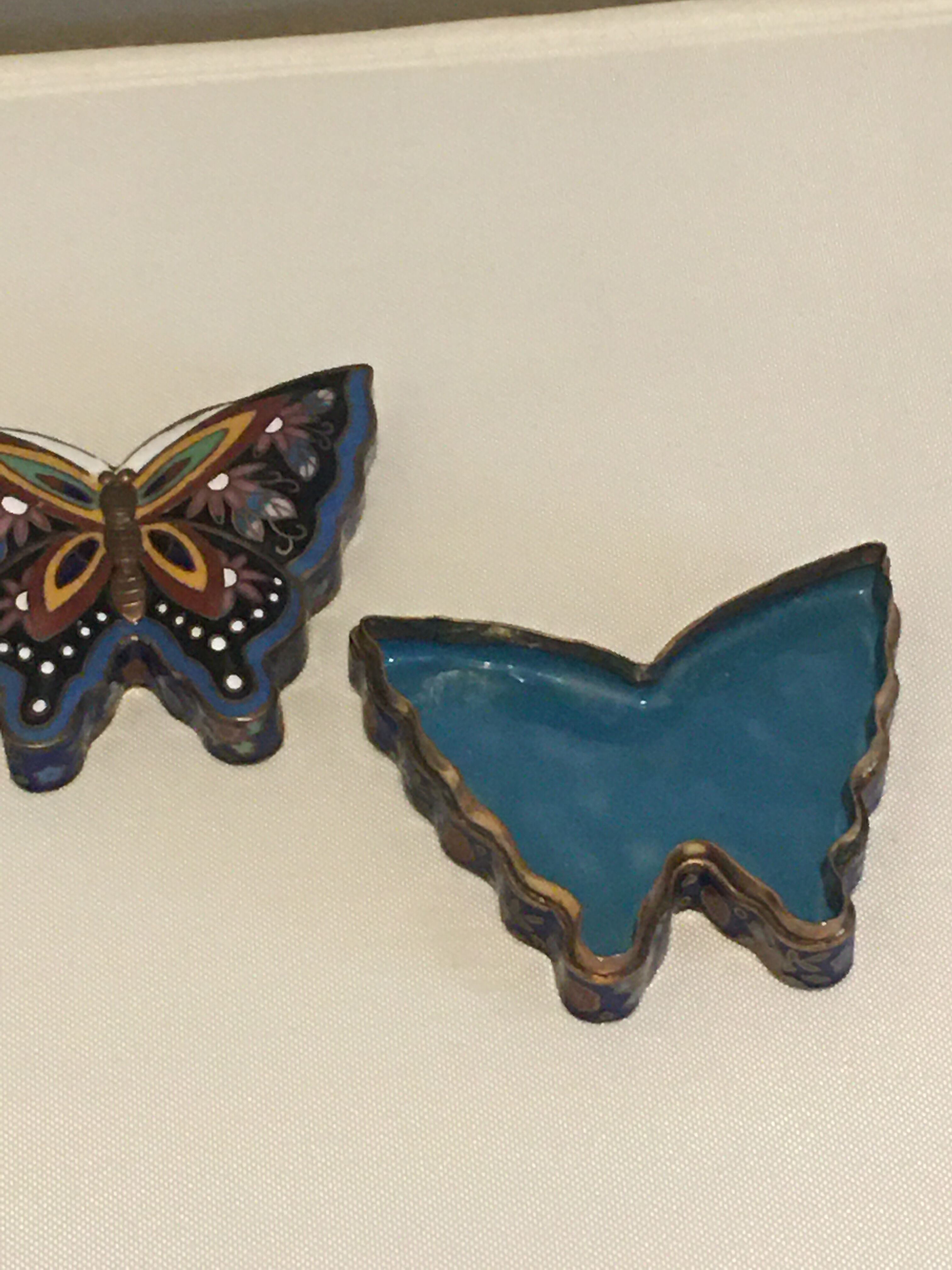 Enamelled brass butterfly box