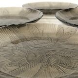 Lot 5 glass plates Arcoroc France smoked pattern flower crocus vintage CANTERBURY