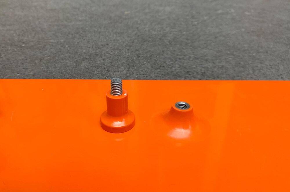 Orange coat rack from the mid-century space age, 1960s.