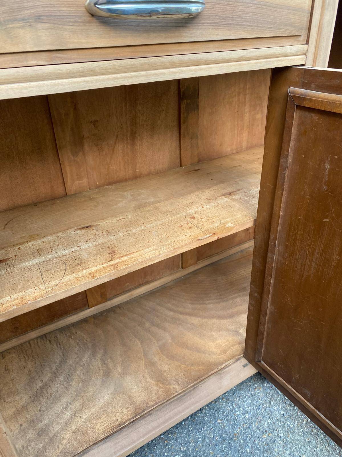 Art Deco sideboard renovated in solid walnut with black marble, 1930.