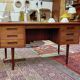 Vintage double-sided desk in teak, Scandinavian design from the 1960s.