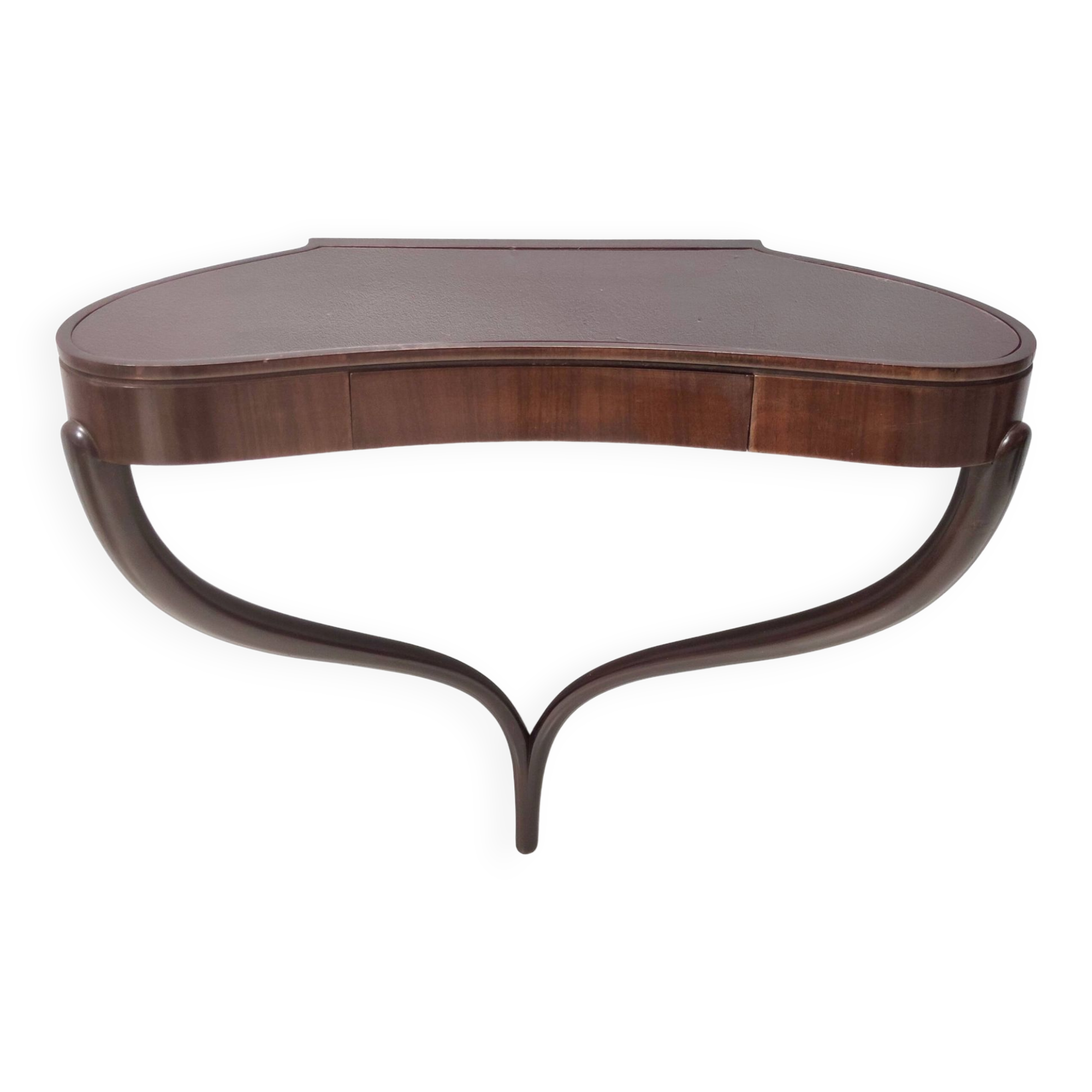 Ebonized Beech and Walnut Wall-Mounted Console Table