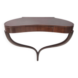 Ebonized Beech and Walnut Wall-Mounted Console Table