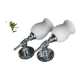Pair of chrome-plated metal wall lights, hand-shaped with lampshade