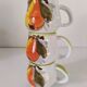Trio of vintage Italian earthenware mugs, hand-painted – pear motif