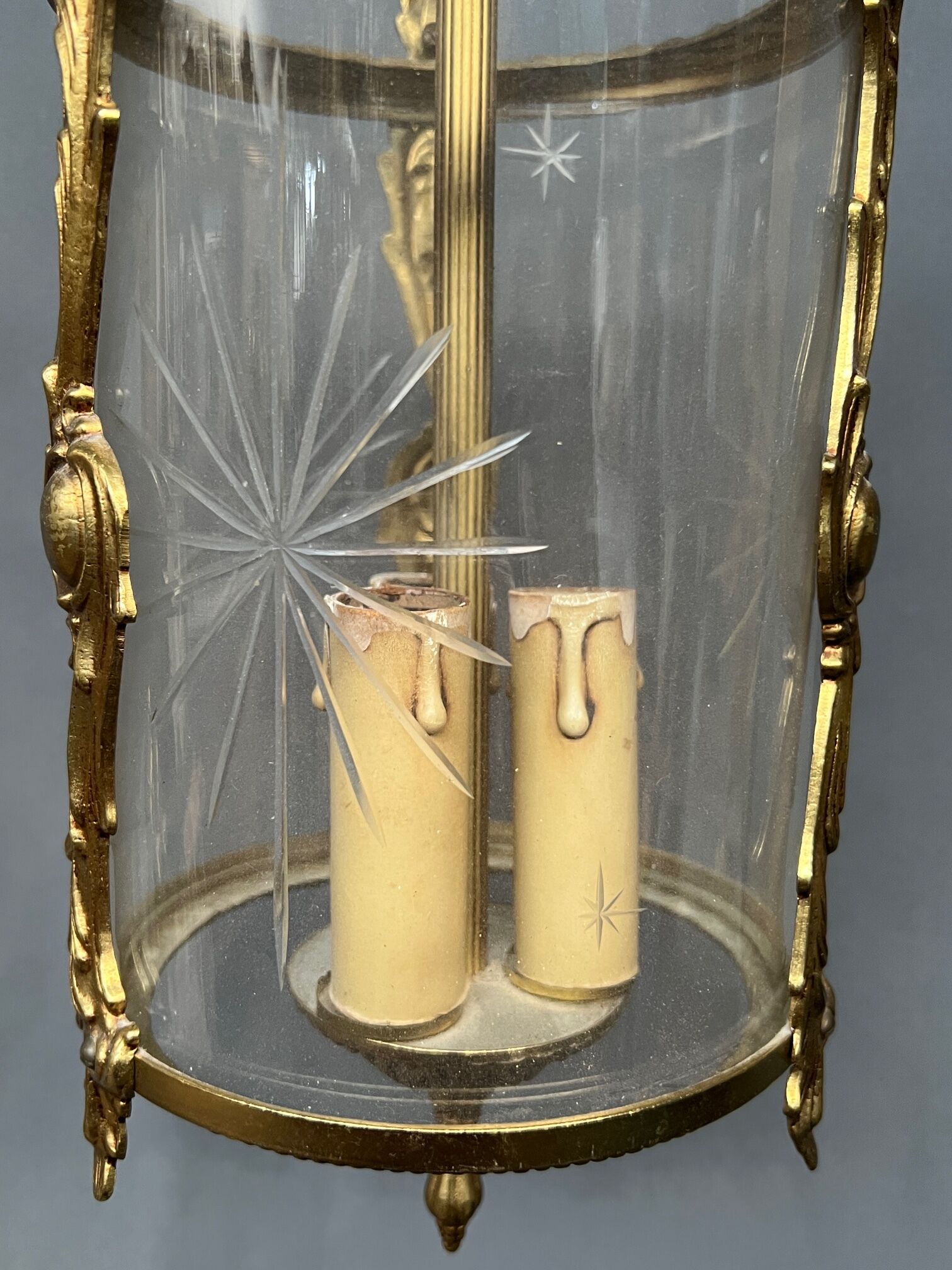 Lanterne suspendue cristal en bronze