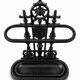 Antique cast iron umbrella stand, star-shaped openwork decoration, Victorian style.