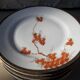 Porcelaine vintage Japon 12 assiettes dessert décor érables