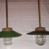 Set de 2 suspensions métal indus tole émaillée