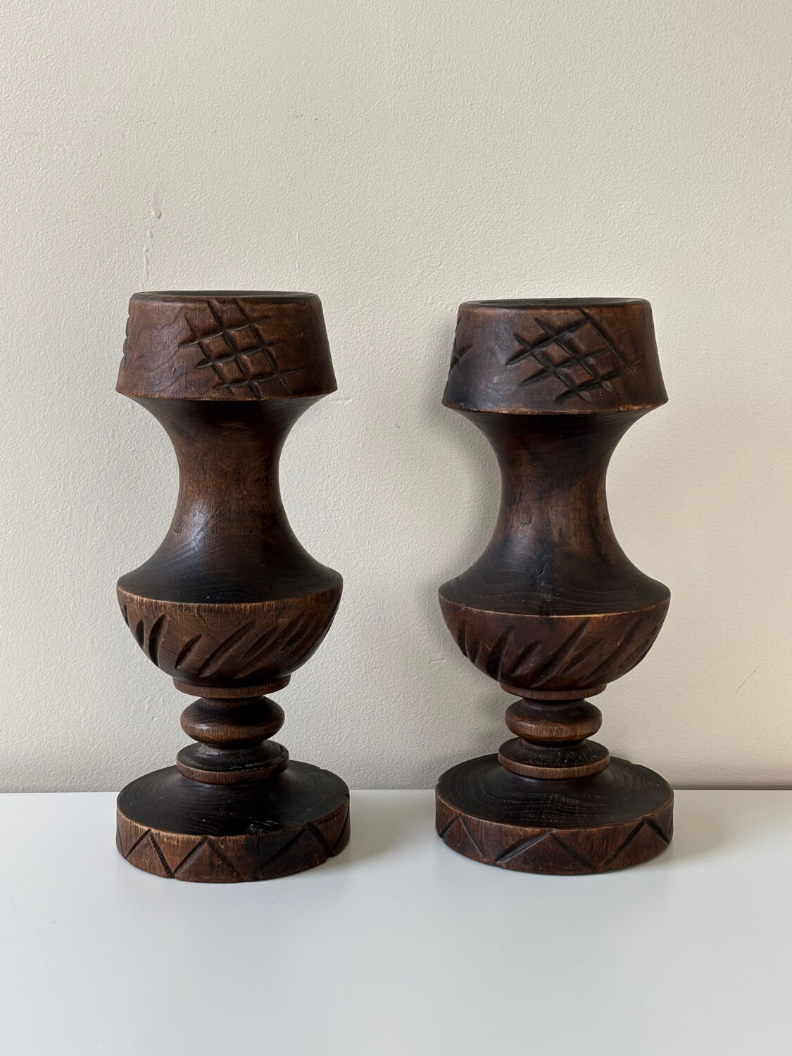 Wooden candle holders