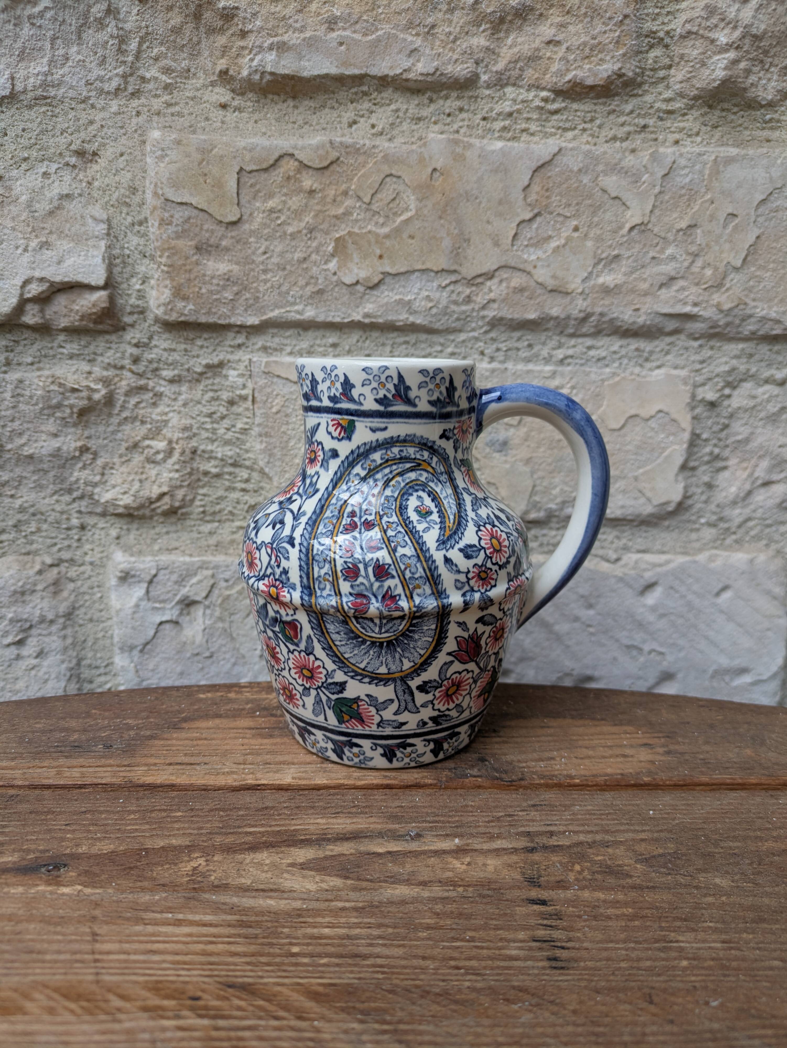 Small jug Gien model Cachemire H13cm