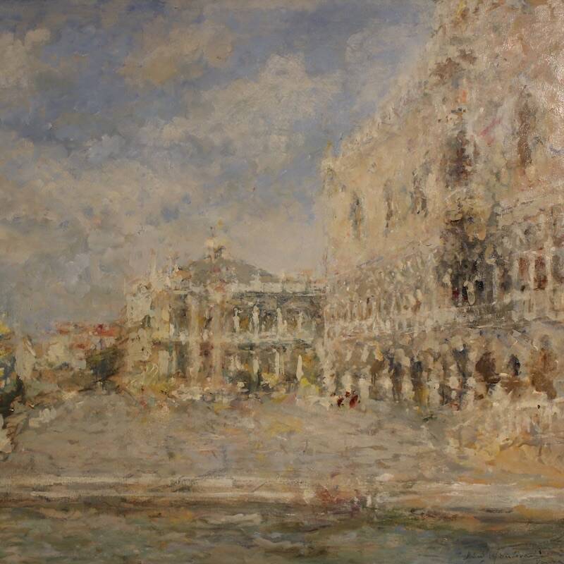 Great painting signed by Luigi Mantovani, View of Venice